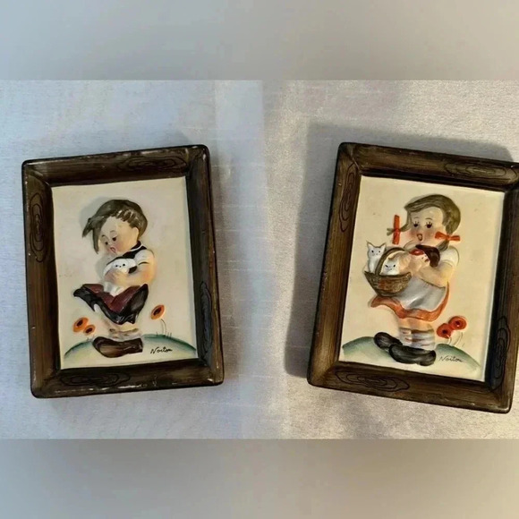 Vintage NAPCO 2 Piece Ceramic Wall Plaques Signed And Numbered - Picture 1 of 4